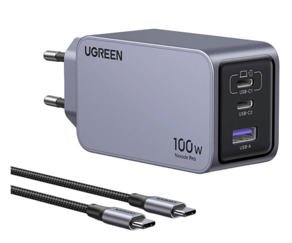 Ładowarka i akumulator UGREEN Ładowarka sieciowa Nexode Pro 100W GaN USB + 2x USB-C szara